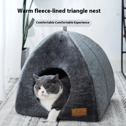 Triangle Cat Nest Warm Closed Pet House