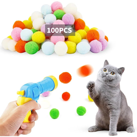 Plush Ball Shooting Gun Interactive Cat Toy