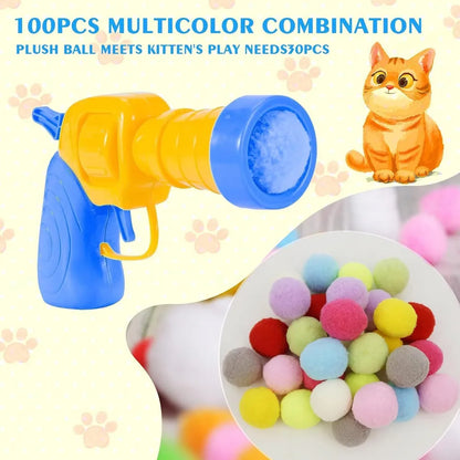 Plush Ball Shooting Gun Interactive Cat Toy