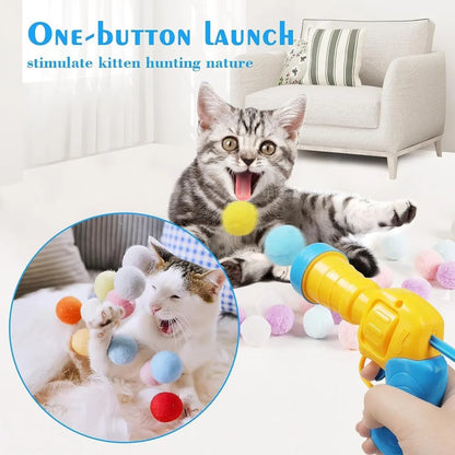 Plush Ball Shooting Gun Interactive Cat Toy