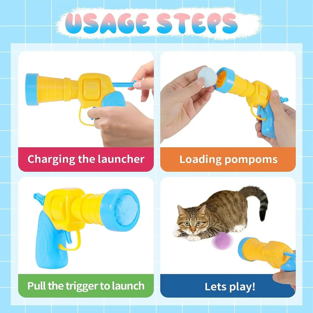 Plush Ball Shooting Gun Interactive Cat Toy