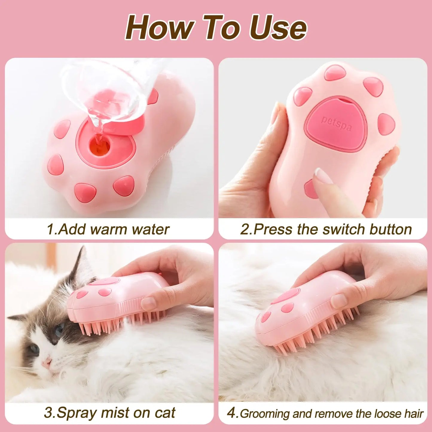 3-in-1 Electric Pet Brush for Grooming