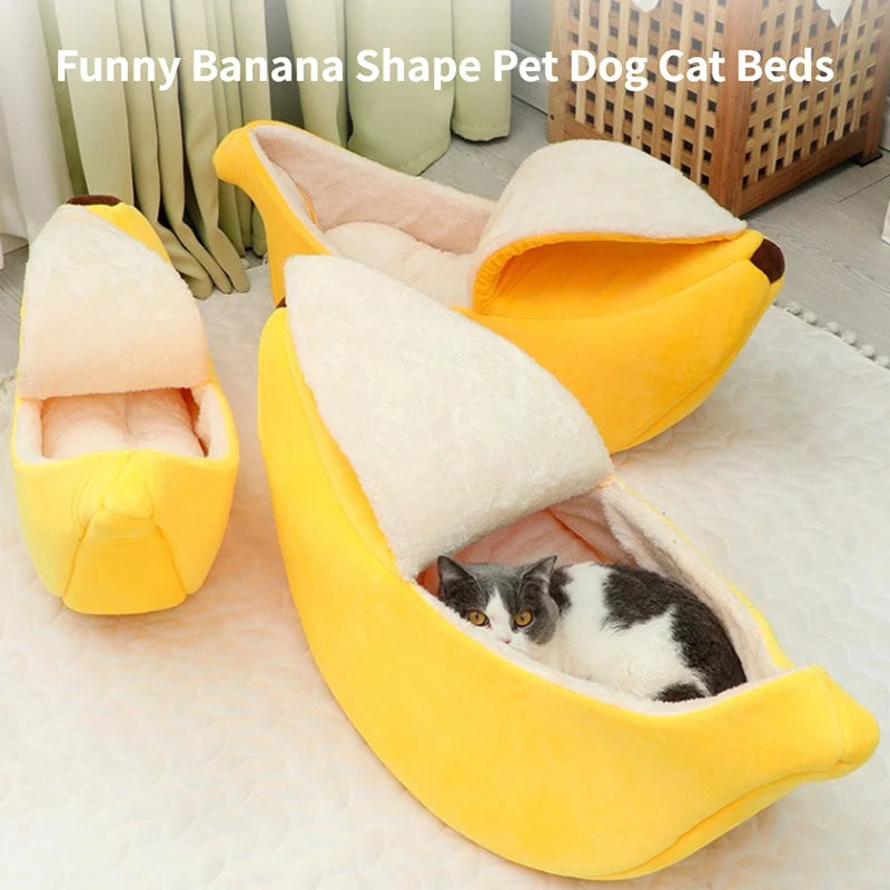 Banana-Shaped Cozy Cat Bed