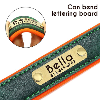 Customized Leather Dog Collar with Engraved ID