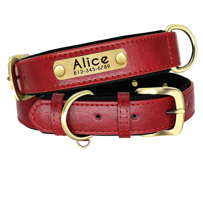 Customized Leather Dog Collar with Engraved ID